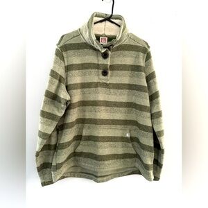 Avalanche Outdoor Supply Sweater Green Striped Quarter Button Teddy Sherpa XL